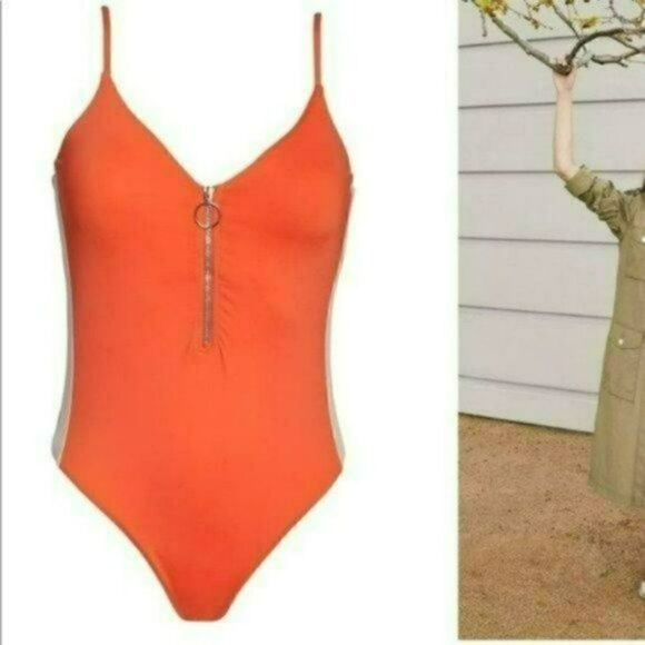 NWT MSRP $64 The Bikini Lab Front Zip One-Piece Swimsuit Women's Size Medium - Picture 3 of 11